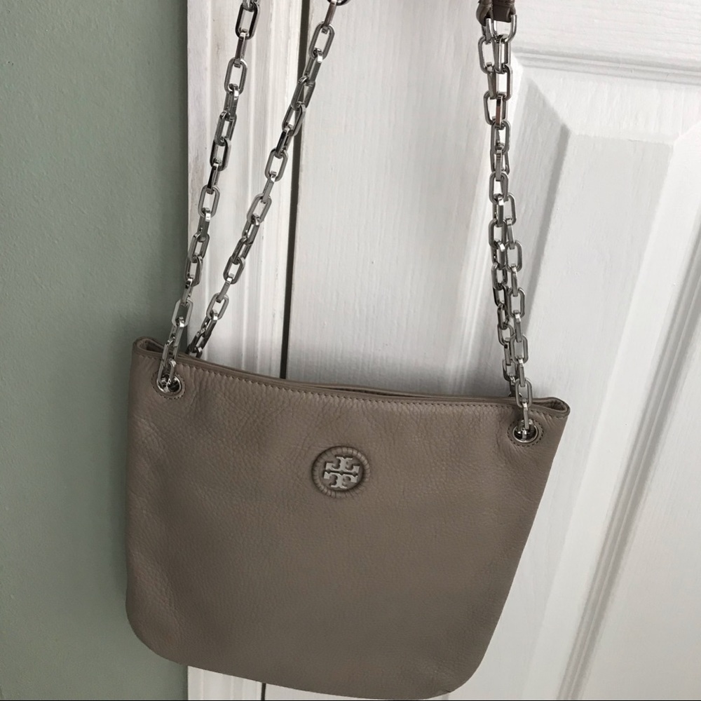 Taupe Tory Burch shoulder bag